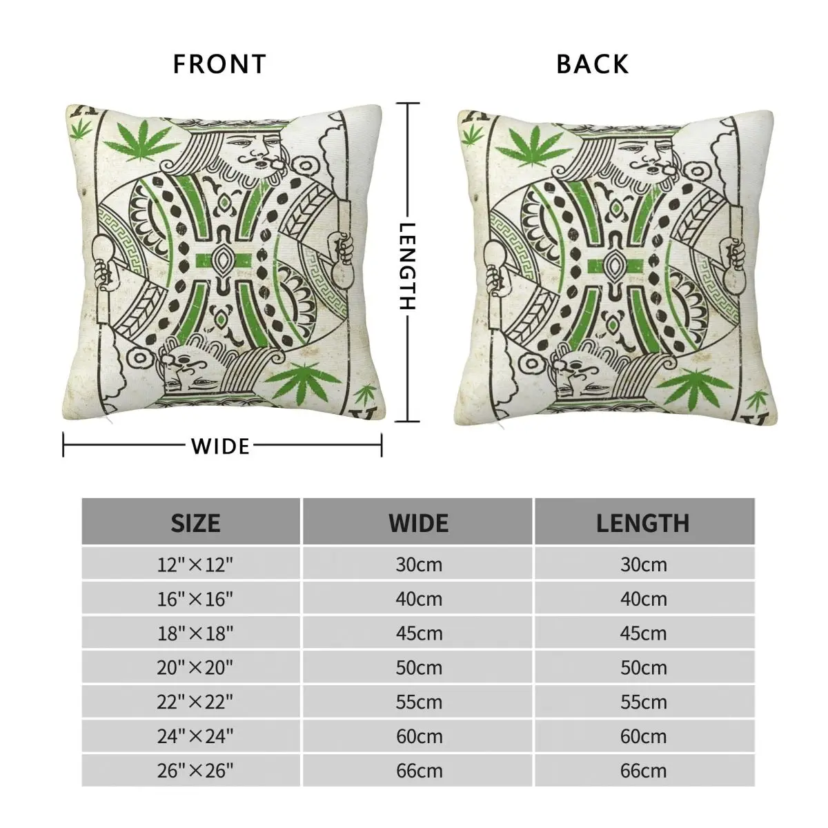 King Of Weed Card Square Pillowcase Polyester Linen Velvet Creative Zip Decorative Pillow Case Room Cushion Cover