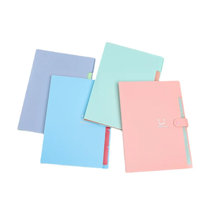 5 Pocket Expandable Folder, Cute File Folder with Labels, School Office Supplies Portable File Manager, Document Folder