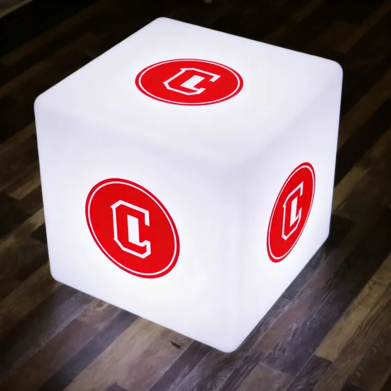 Wireless Rechargeable Custom Logo RGB LED Glow Cube Lamp Portable Luminous Square Light for Kitchen Dining Corporate Party Decor