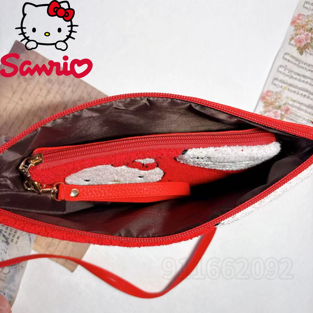  Hello Kitty New Women's Coin Purse Luxury Brand Fashion Women's Shoulder Messenger Bag 2-piece Set Cartoon Women's Bag