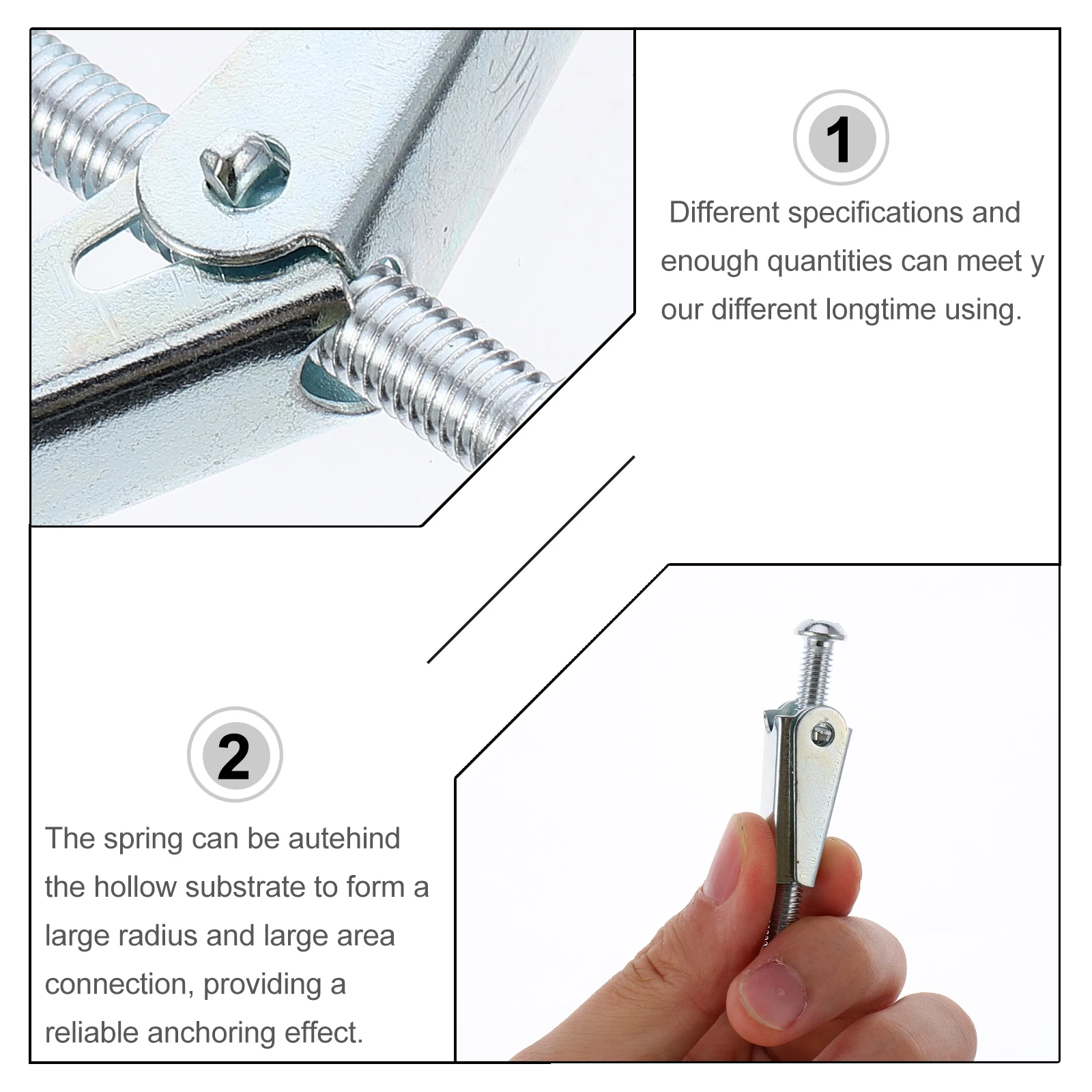 

20pcs Toggle Bolts Expansion Screwcup Clip Drywall Heavy Duty Silver Ceiling Fasteners Hollow Wall Anchors Screw Nuts Hardware