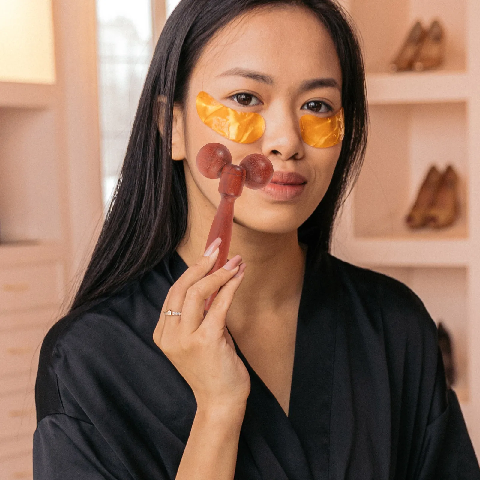 

Wooden Massager Roller for Face Body Massage Red Pear Large Size Slimming Tool Skin Care Facial Relaxation