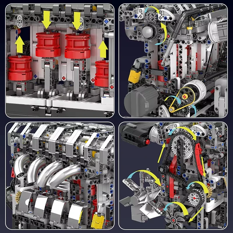 Stampo Re FAI DA TE 10087 L4 Motore Auto Motorizzato Building Block Tecnico Auto Motore BrickSet di Montaggio Motore Giocattoli Regali Per Bambini