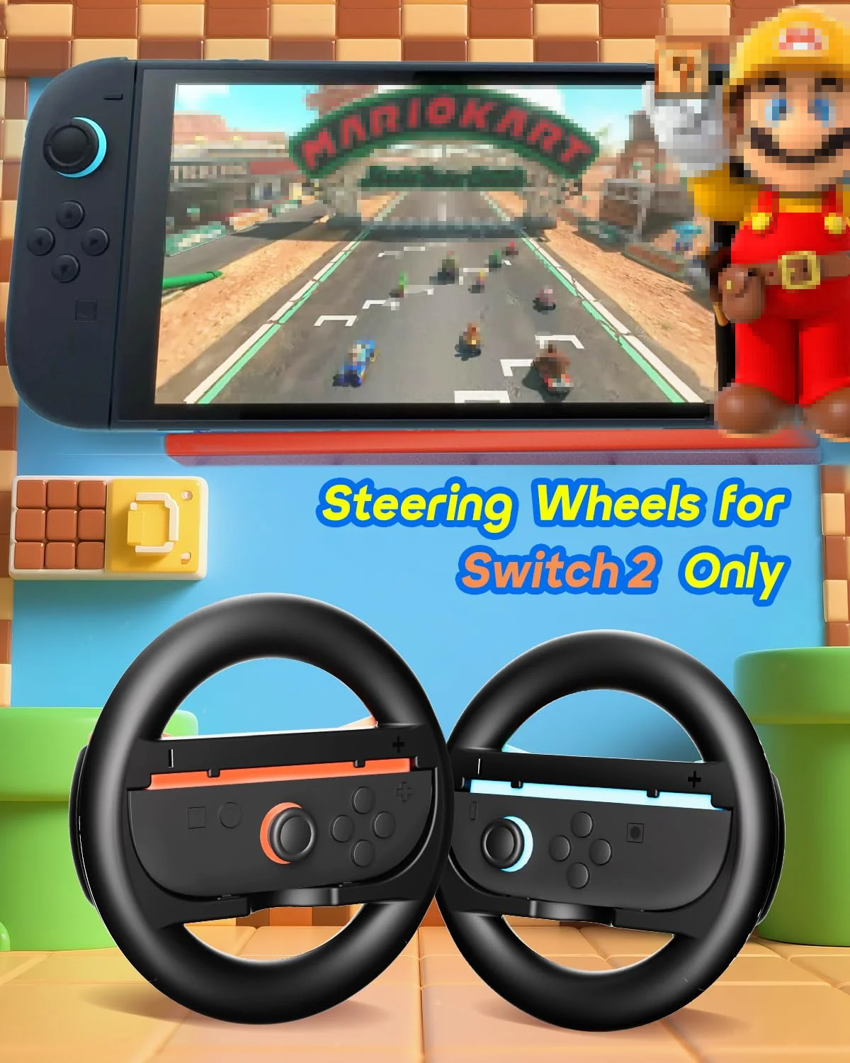 Volante para Switch Paquete de 2,2 Ruedas de juego de carreras para Switch 2, Accesorios de modo multijugador para Motion Racing GameTNS-3196