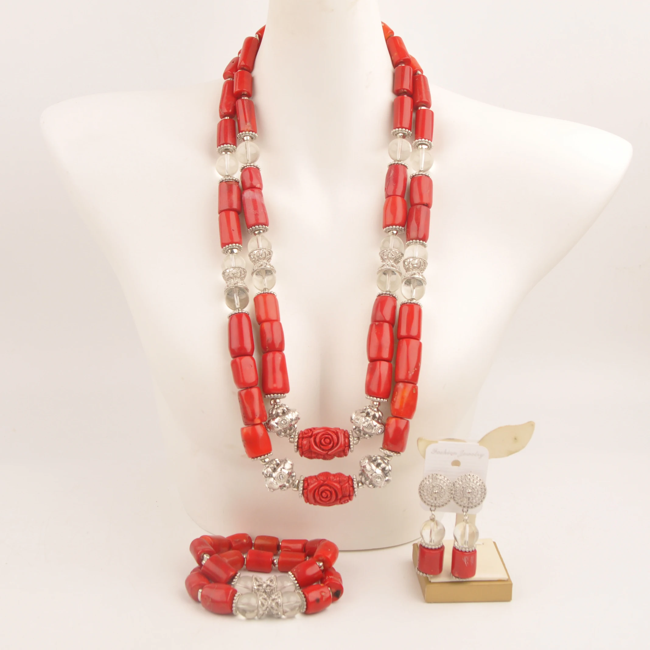 

Wedding Necklace Nigeria Collection Natural coral African fashion red jewelry