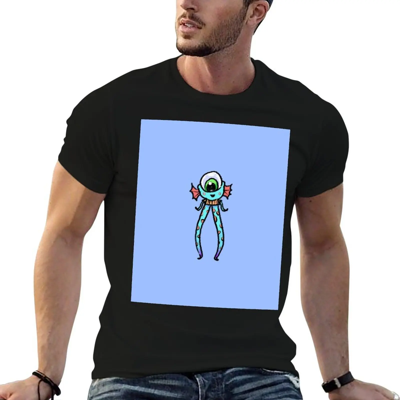 

t fish alien shirt quality shirts man legged luxury Cute t man long high brand graphic T-Shirt Cyclops
