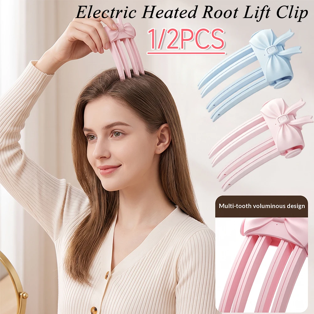 Fluffy Hairpin Curling Bangs Clips Electric Heated Rechargeable Hair Roots Volumizing Clip for Women Curling Fixed Shape Styling