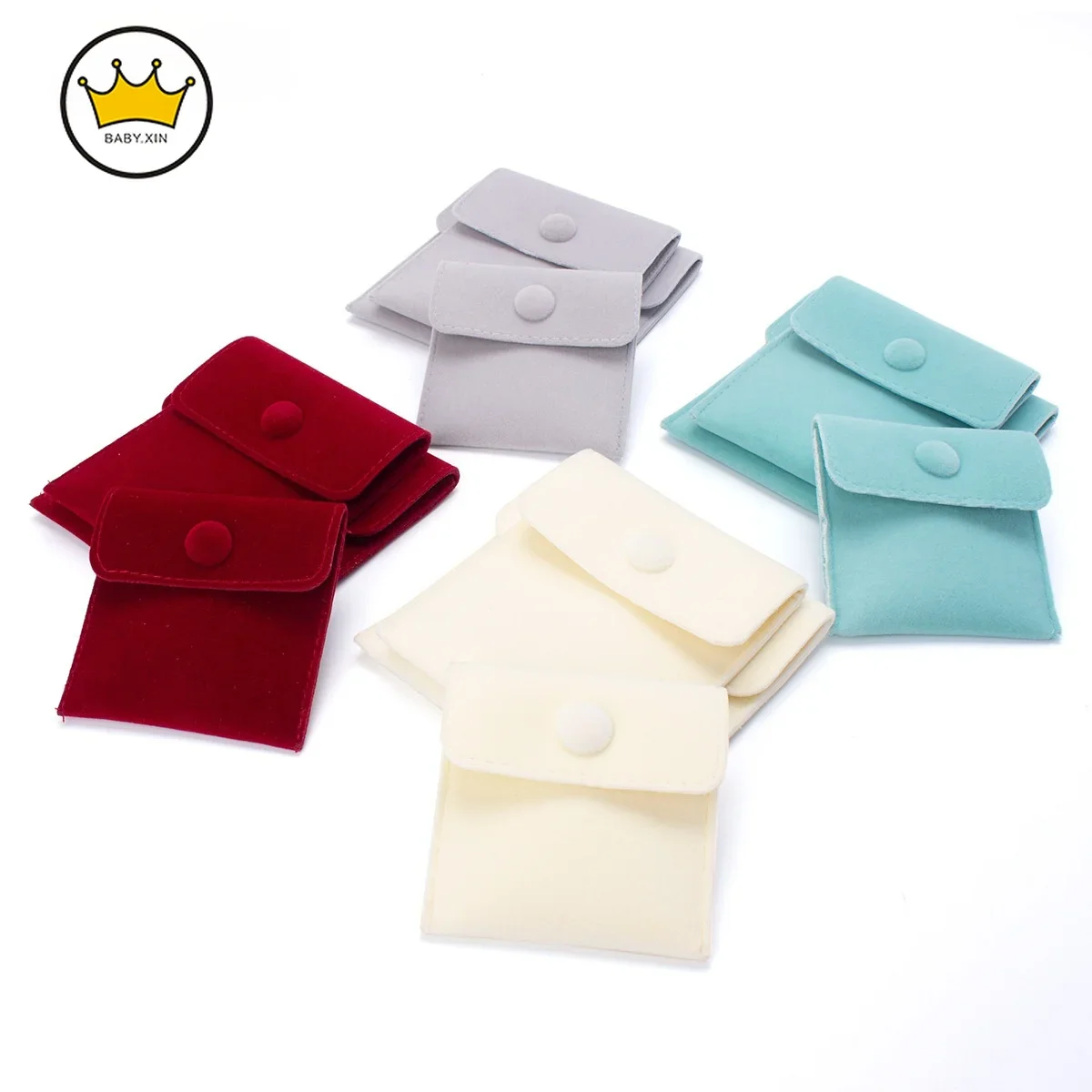 Jewelry Packaging Bags Snap Fastener Velvet Gift Bracelet Bag Necklace Earrings Ring Storage Pouch Buckle Bag Bracelet