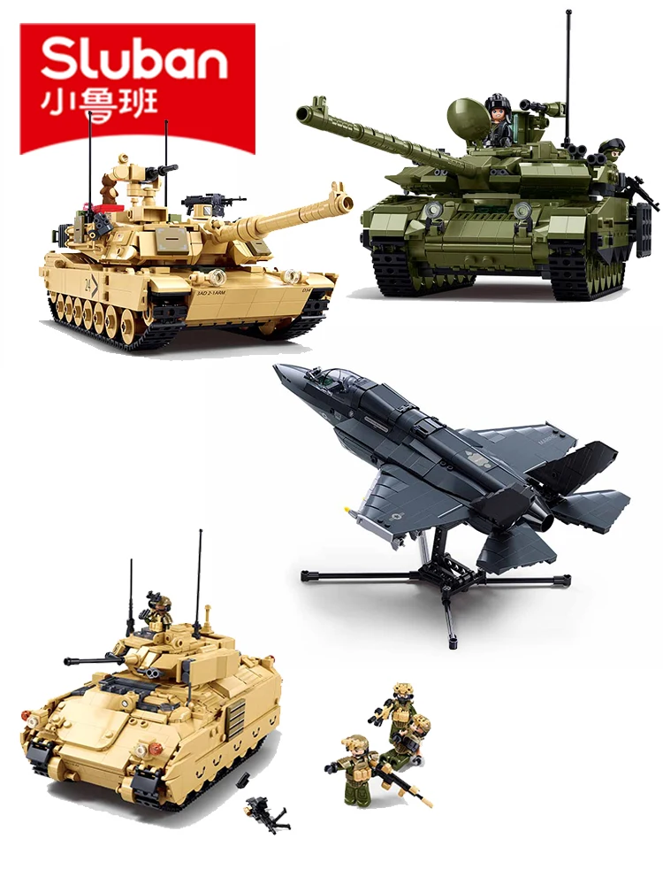 NOWY Sluban M3A3S Pancernik Piechoty Abrams Tank Klocki Konstrukcyjne Klasyczne Gry Militarne Red Alert Model Klocki z II Wojny Światowej Zabawka Prezent — 2
