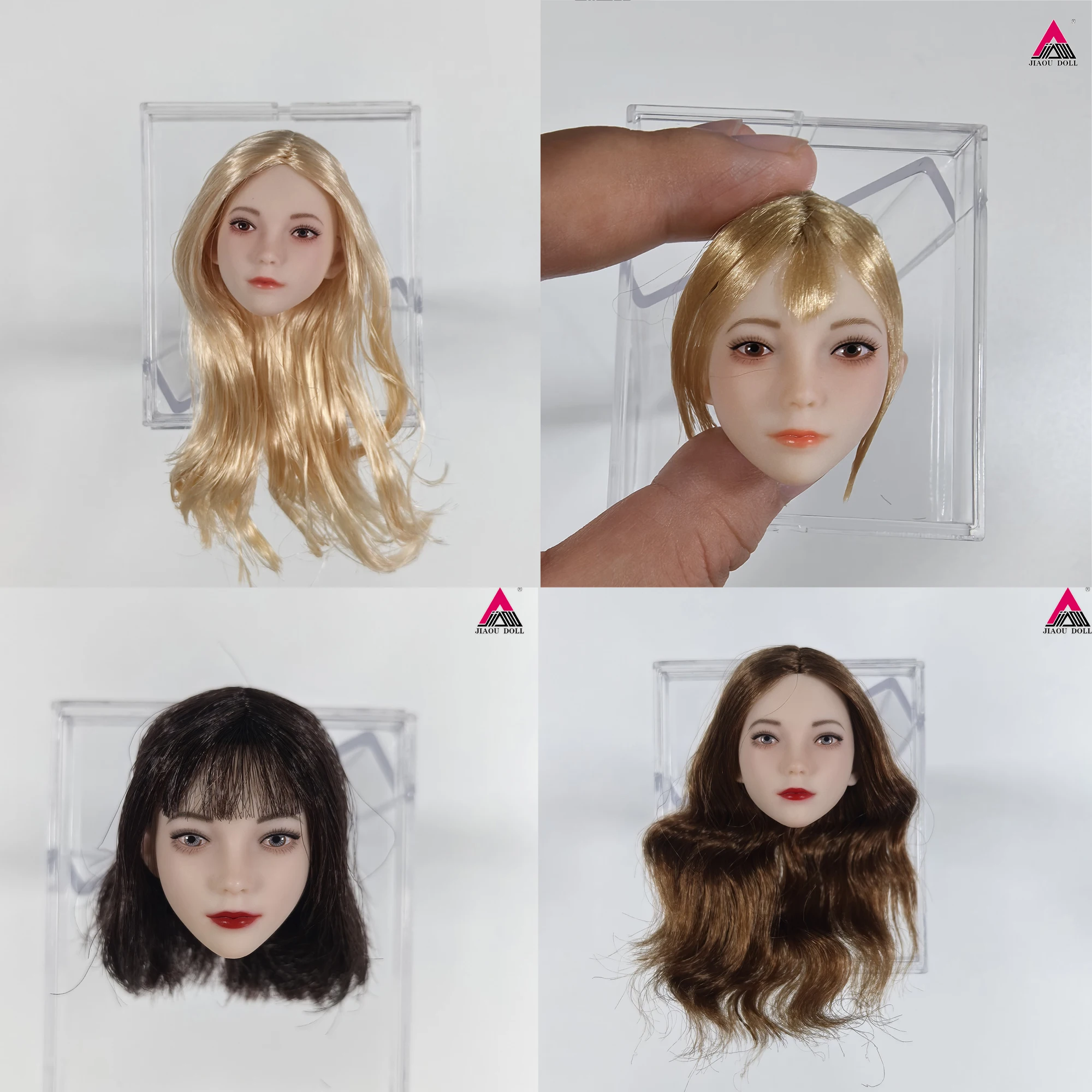 1/6 Maßstab Schönheits-Mädchenkopfskulptur mit langen Haaren und Make-up, Kopfmodell passend für 12'' weibliche Soldaten-Actionfiguren-Puppen
