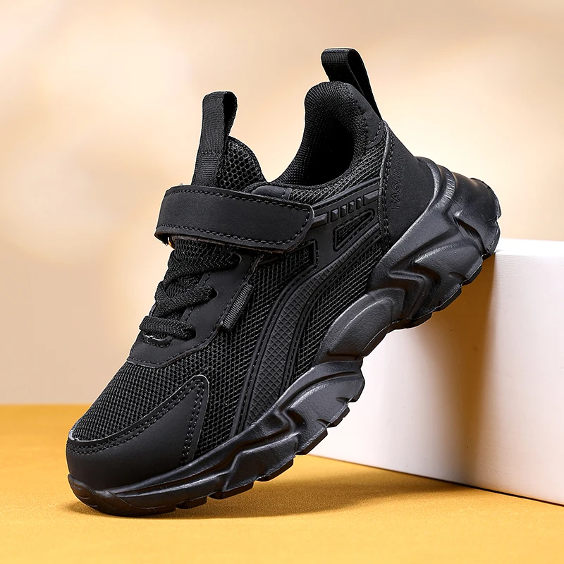 Lightweight Children\'s Black Sneakers Breathable Mesh for Boys Casual Walking Shoes Non-slip Kid Girls\' School Running Shoes