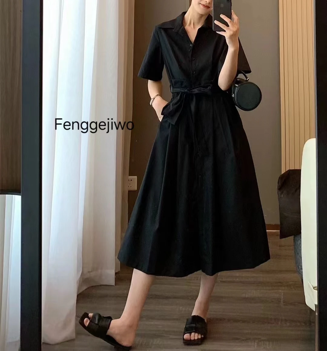 

Fenggejiwo Two Waist Fold Long Shirt Skirt Shirt Skirt was originally the best choice for commuting, and this piece has a s