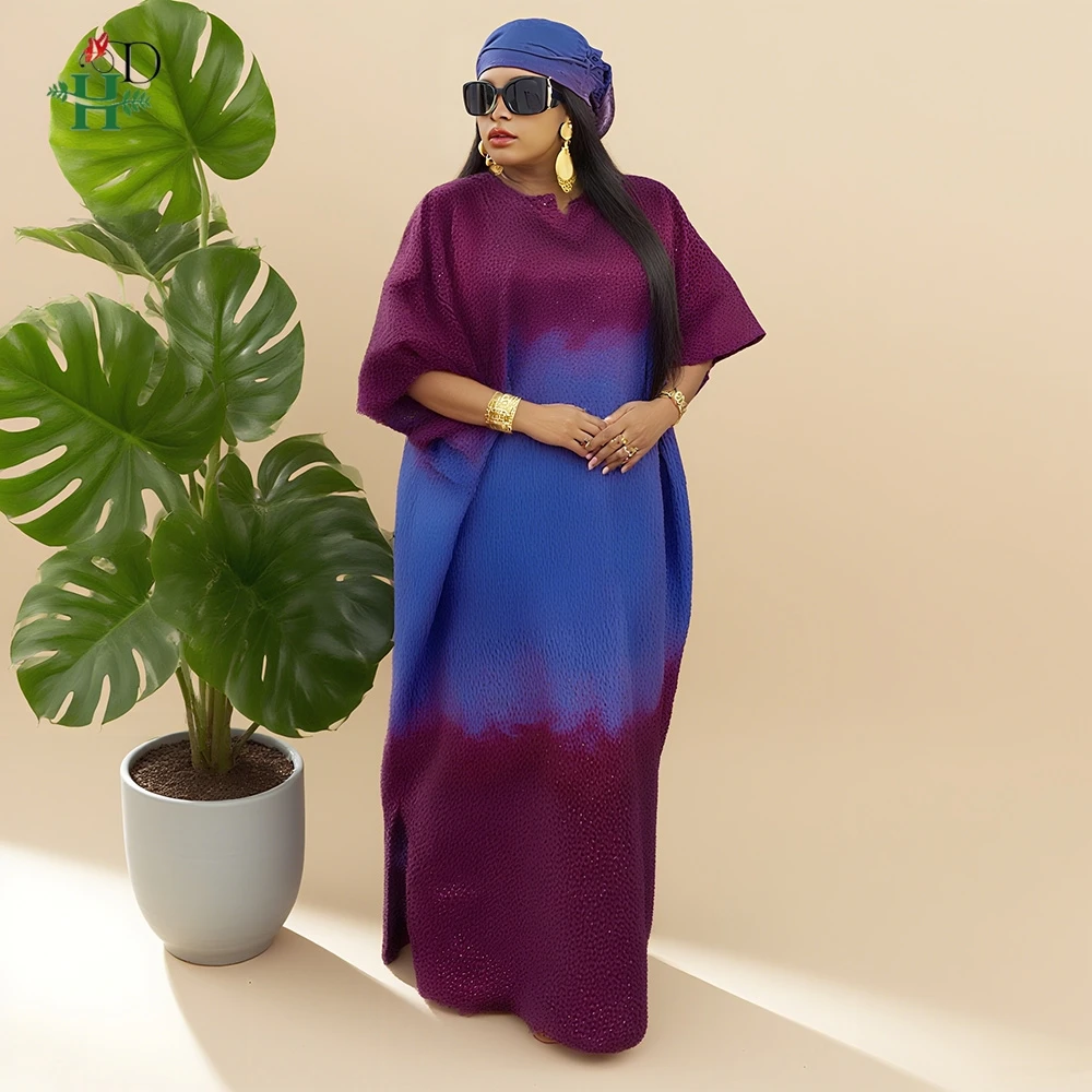 

H&D African Clothes For Women Dress 2025 New Fashion Green Party Dress Vintage Summer Gown Casual Vestidos Muslim Robe BouBou
