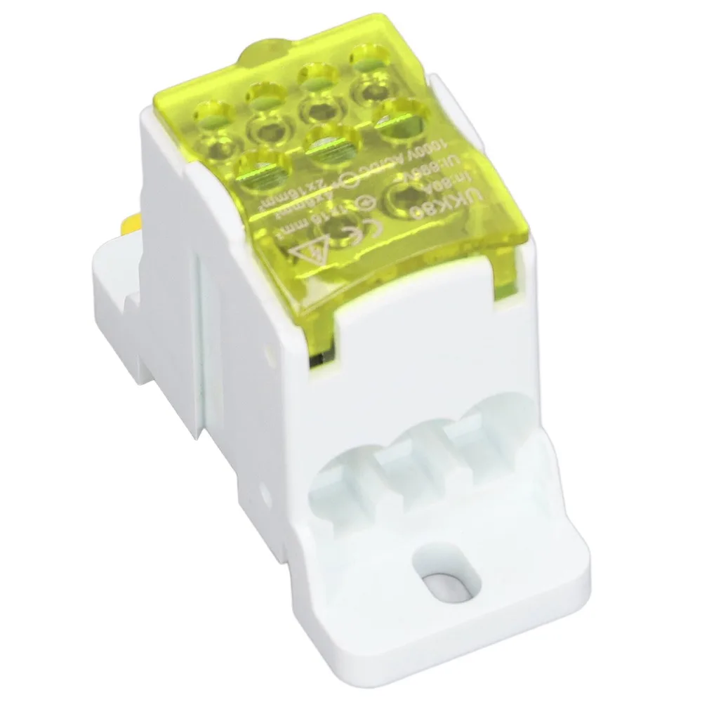 الملونة 690 فولت DIN السكك الحديدية صندوق التوزيع 80A أزرق أخضر أصفر محطة صندوق وصلات قواطع صندوق الأجهزة المنزلية