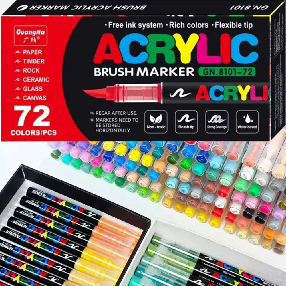 12/24/36/48/60/72/100/120 Colors Acrylic Paint Pens Markers Brush Christmas Gift Tip Paint Markers Rock Painting Pens DIY Crafts