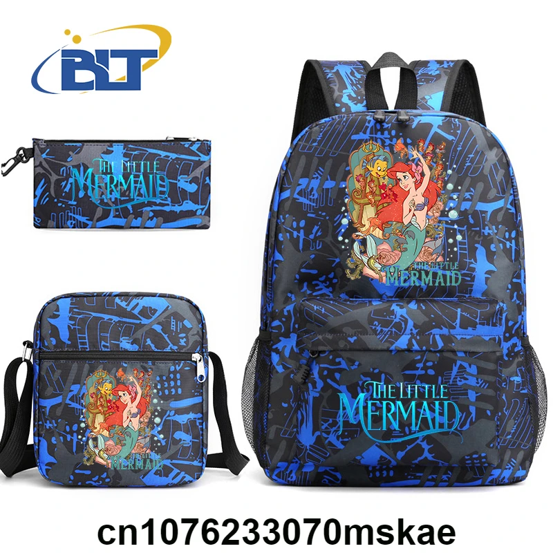 Disney The Little Mermaid Arie printed kids school bag set student backpack shoulder bag pencil case 3-piece set for girls