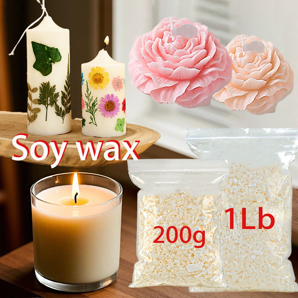 200g/1Lb Natural Soy Wax White - огляд і ціна Candle Making Kit Beeswax
