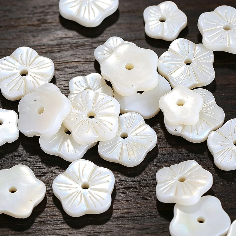 10pcs  Shell Flower Beads  Loose Spacer Beads for Jewelry Making DIY Bracelet Necklace Accessories White Mother of Pearl Charms - view 6