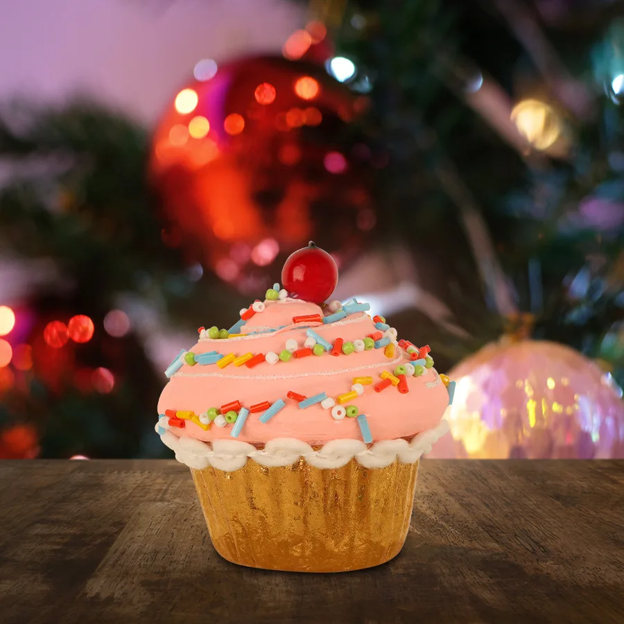 Decoración de pastel de crema simulada, colgante de árbol de Navidad