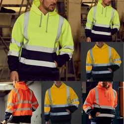 Ropa de trabajo deportiva con capucha para hombre, sastrería reflectante, talla grande, protección laboral y protección del medio ambiente, sudadera