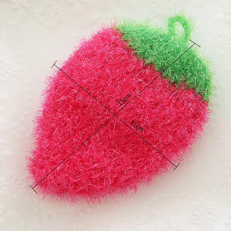 Strawberry Shaped Dishcloth Suspended Bowl Towels Scrubber Non-scratch Kitchen Pot Pan Cleaning Sponge Bowl Pan Washing Cloth