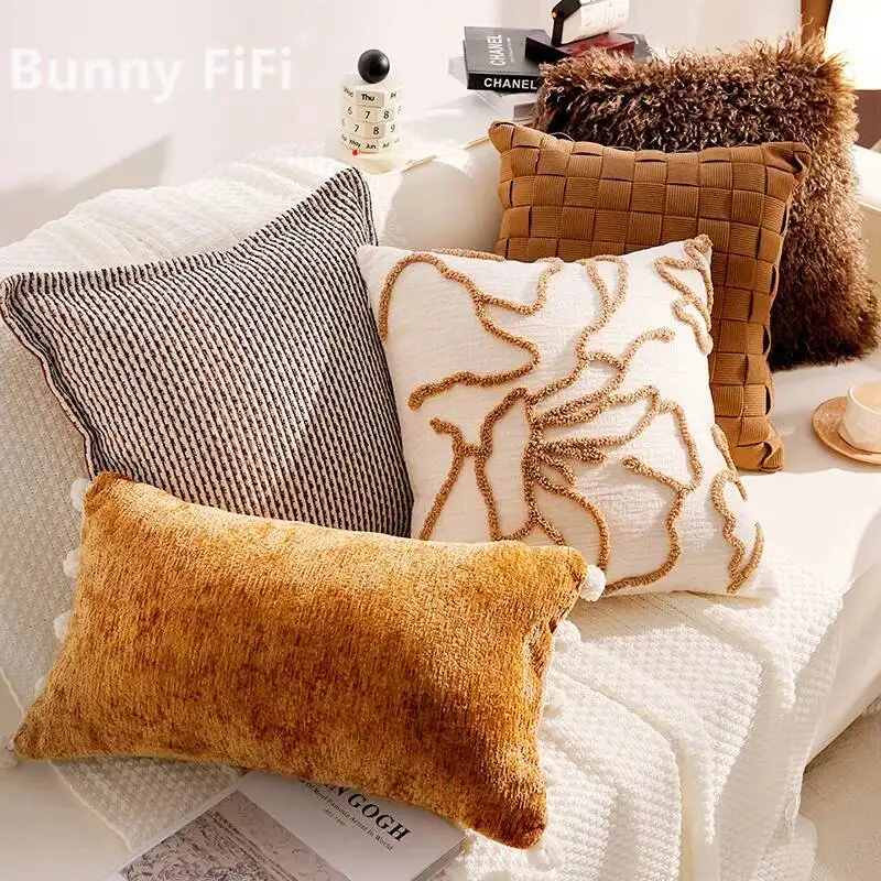 Bohemian Moroccan Striped Style Cushion Case Chenille Luxury Boho Soft Decorative Throw Pillow Covers For Sofa Bed Home Decor