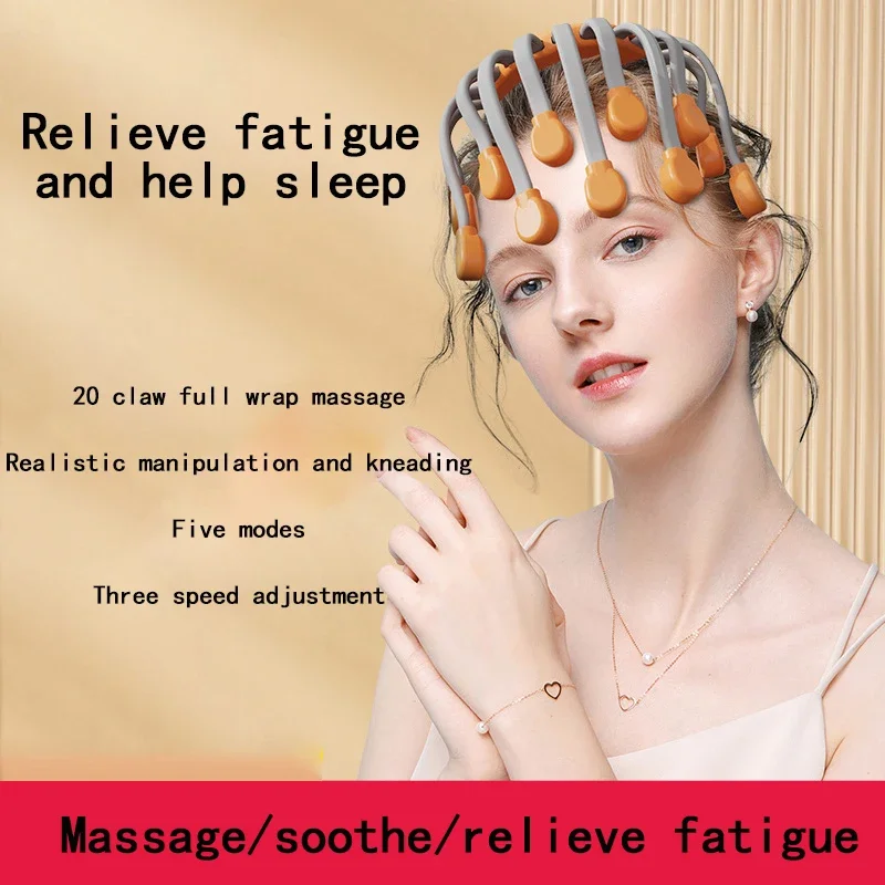 

20 Octopus Claw Head Massager Electric Red Light Therapy Relief Scalp Massage Headache TherapyStimulators Orleep Instrument