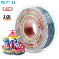 SUNLU PLA Rainbow Multicolor PLA Filament 1.75MM 1KG 3D Filament Materials Bright color Low shrinkageFor DIY 3D Printer FDM