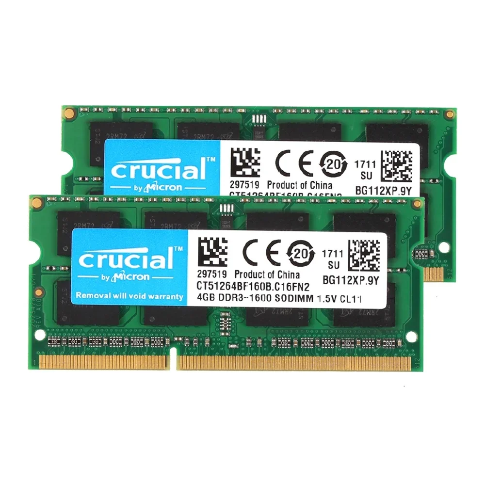 Crucial Laptop Memory DDR3 DDR3L RAM 4/8GB 1333MHz 1600MHz 1866MHz SODIMM Ram Notebook Memoria PC-10600 12800 14900 1.5V 1.35V