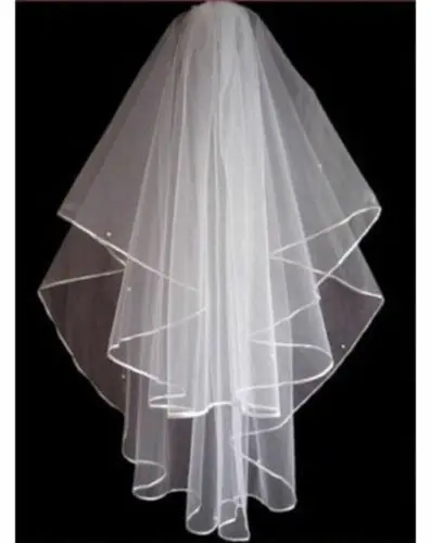 Ivory White 2t Bridal Wedding Veil DIAMANTE CRYSTALS + PEARL BEADS Comb Elbow