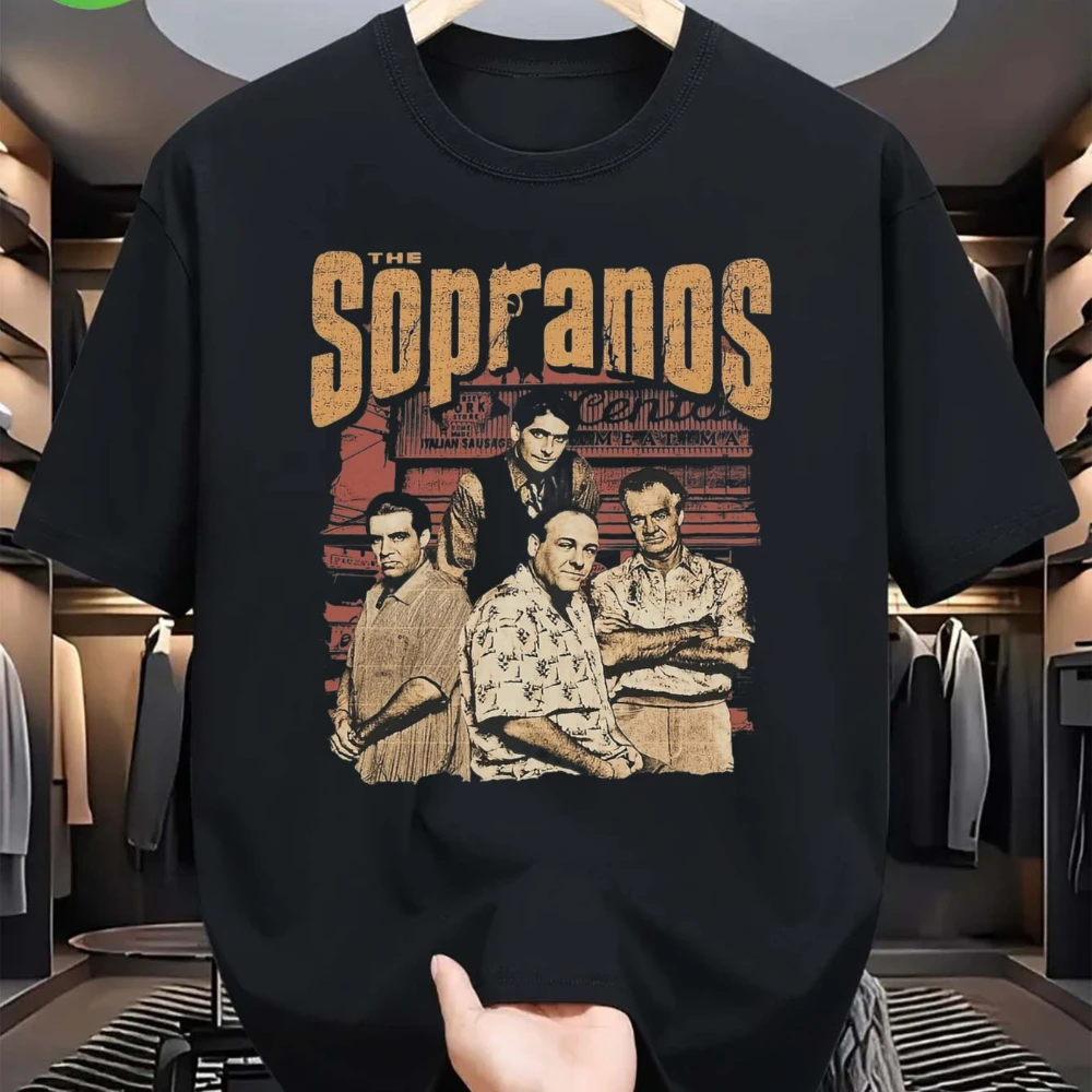 Men's Vintage The Sopranos TV Show T-Shirt Official Tony Soprano Crew Iconic Print Heavyweight