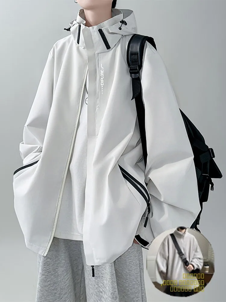 

American Sle Outdoor Men's High Collar Jaet Waterproof Cotton Coat Tee in One Winter Faion Brand Hip Haome