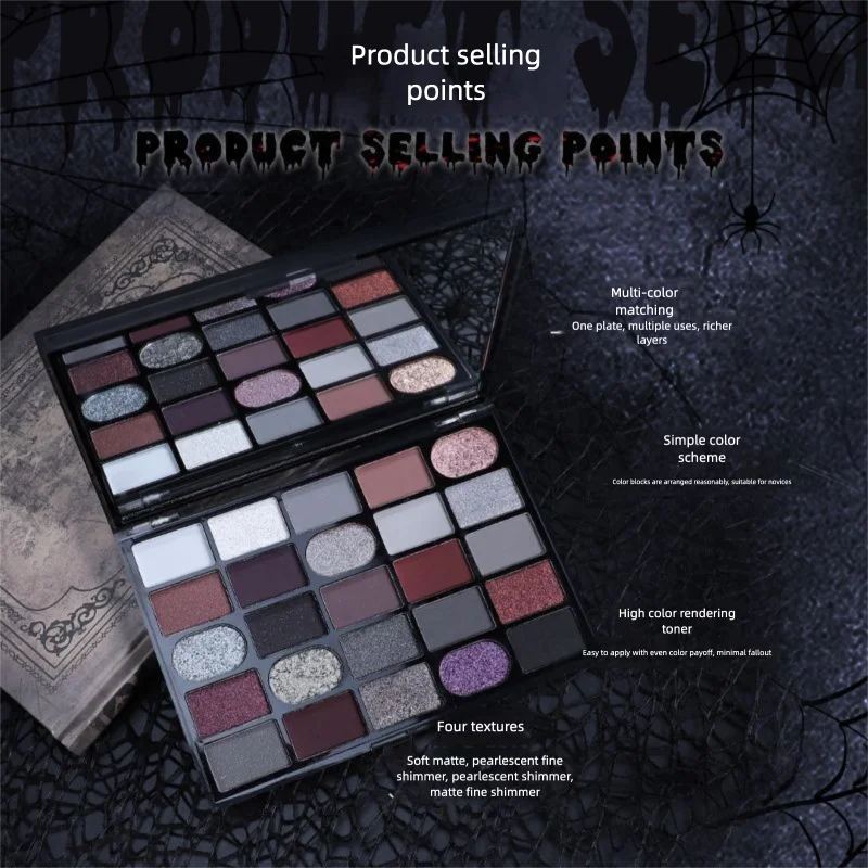 Cahill Eyeshadow Palette, A Multi-purpose Pearlescent, Matte, Fine Flash, Smoky Punk, Deep And Three-dimensional Eyeshadow view 3