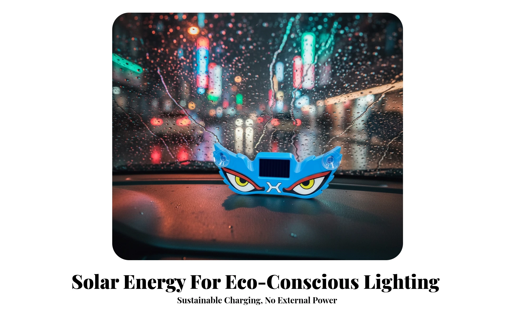 Evil-eye Shaped Suction Cup Car Light Solar Ambient Lighting for Automobile Cabin Personalization