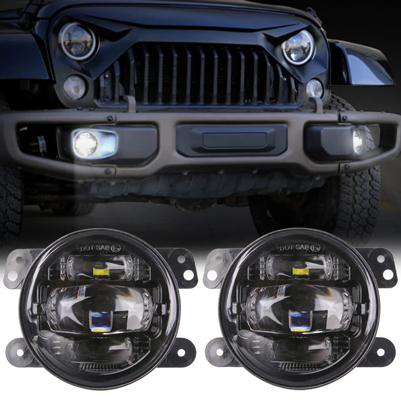 2PCS 30W 4Inch LED Fog Auxiliary Lights Passing Lamps for Jeep Wrangler JK 2007-2017 LJ TJ for Dodge Journey Magnum Charger