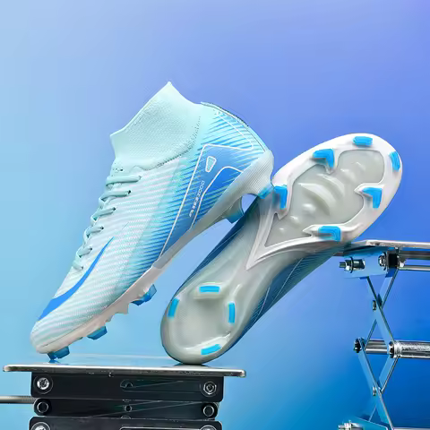 New Men Soccer Shoes Cleats Boys Adult Training Sport Match Outdoor Long Spikes Football Boots Non Slip Breathable Comfortable