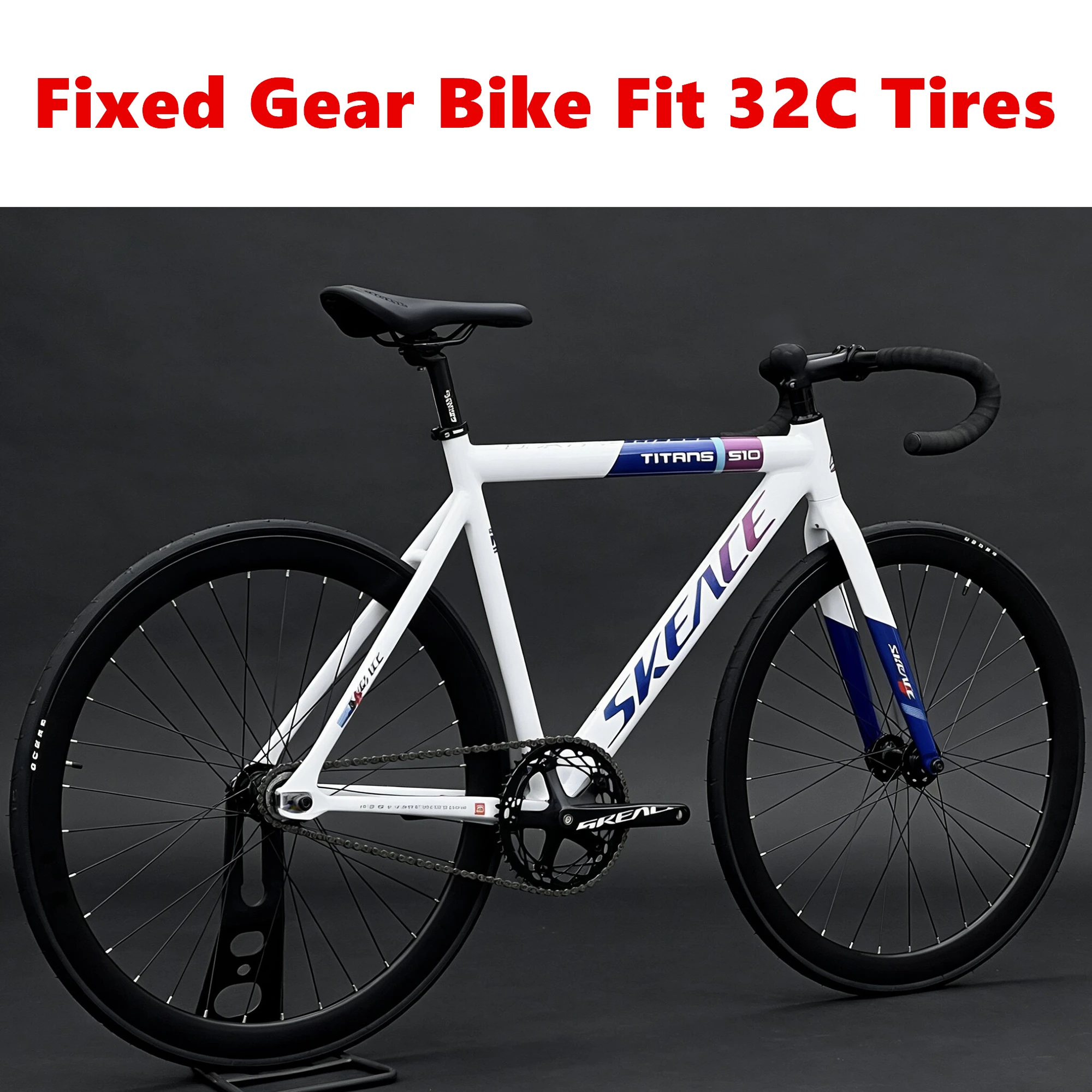 SKEACE Fixed Gear Bike 700C Aluminum Alloy Frame Racing Bicycle Fits For 32C Tires No Front Brake Hole Fixie Parts Customizable
