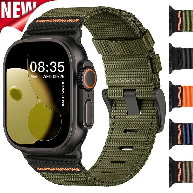 

Nylon Sports Strap for Apple Watch Ultra 3 2 49mm 46mm 45mm 44mm 42mm 40mm 41mm Wristband for Iwatch Series 11 10 9 8 7 6 SE 5 4