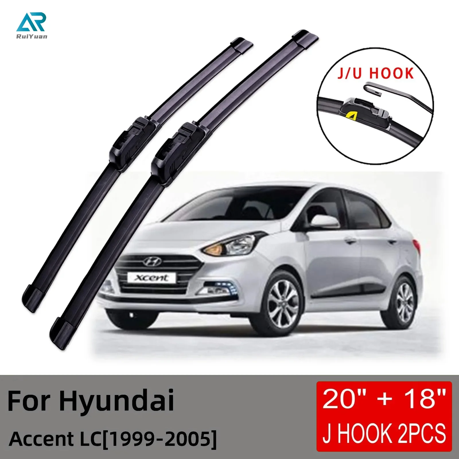 

For Hyundai Accent LC 1999 2000 2001 2002 2003 2004 2005 Front Wiper Blades Brushes Cutter Accessories U J Hook