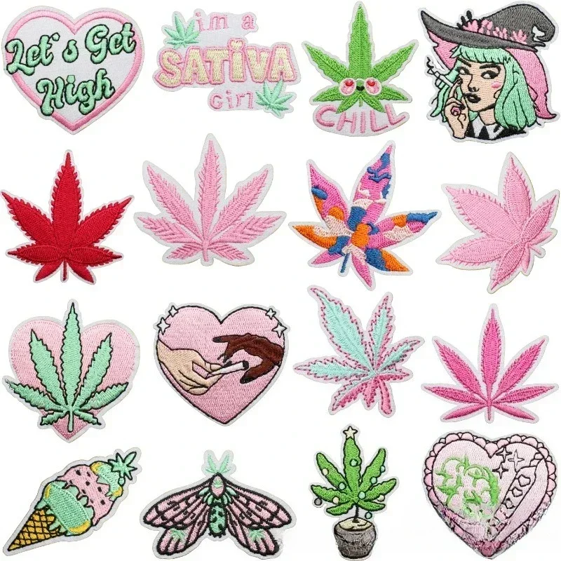 Rebellious Girl Embroidery Cloth Sticker Clothes Decorative Patch Fashion Maple Leaf Embroidery Chapter Boy