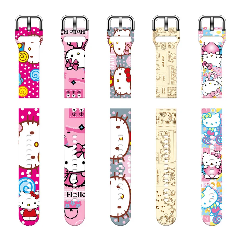 Sanrio HellKitty Cartoon 20mm 22mm Silicone Strap For Samsung Galaxy Watch Amazfit Bracelet For Huawei GT2 Pro Smartwatch