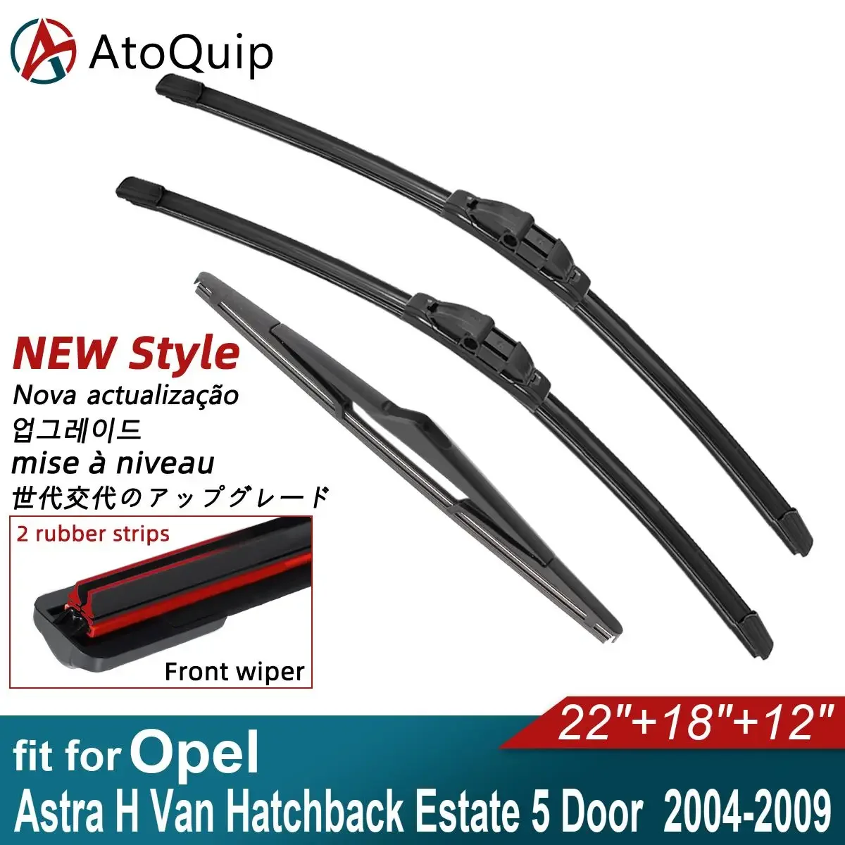 Double Rubber Car Wiper Blades for 2004-2009 Opel Astra H Van Hatchback Estate 5 Door Front Rear Windshield Wipers Accessories