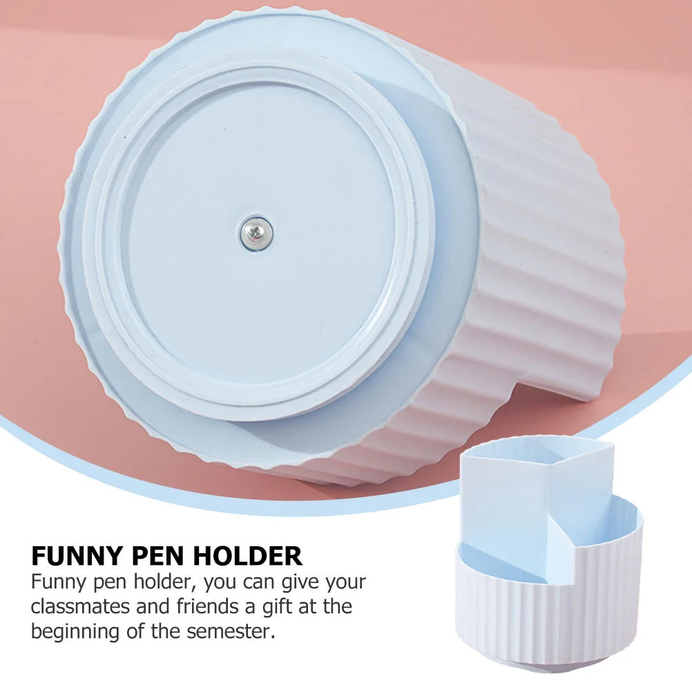 

1pc 360-Degree Rotating Pen Holder Sky-Blue Desktop Organizer For Stationery Pencil Brushes Storage Box Multipurpose Desk