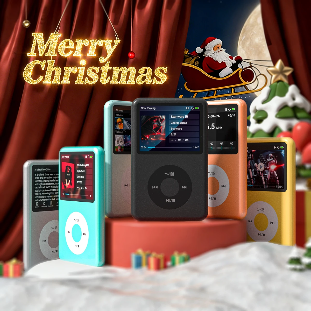 INNIOASIS Y1-128GB Reproductor de MP3 portátil Altavoces y vídeo