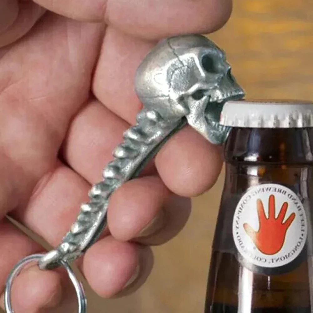 Skull Beer Opener With Hanging Hole Multifunction Beer Cover Remover Stainless Steel Creative Bottle Opening Tool Kitchen Gadget