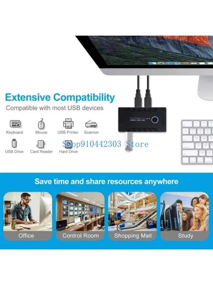 

652F Ports USb2.0 Switcher KVM Docking Station Printer Sharing Switch 2 in 4 Out