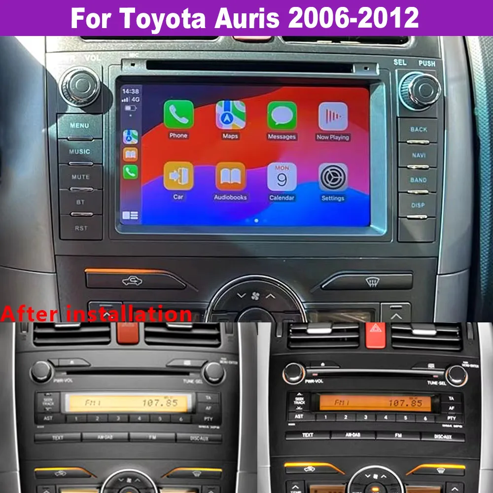 7-дюймовый автомобильный радиоприемник NAVI для Toyota Auris 2006 2007 2008 2009 2010 2011 2012 Android 14 Автомобильный стерео Mirrorlink GPS FM WIFI BT SWC