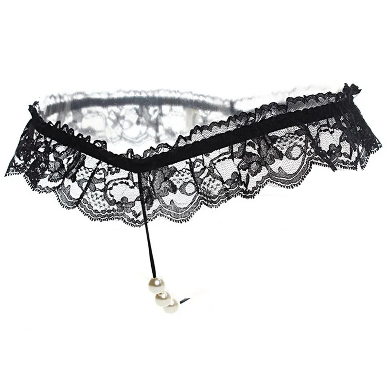 

Sexy Lace Women's T-Panties Pearl Massage Sensual Underwear Open-Crotch Lingerie Comfortable Intimate Apparel for Women