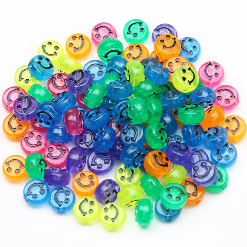50pcs 10mm Colorful Smile Face Acrylic Beads Luminous Spacer Loose Beads For Jewelry Making Diy Bracelet Necklace Accessories view 4