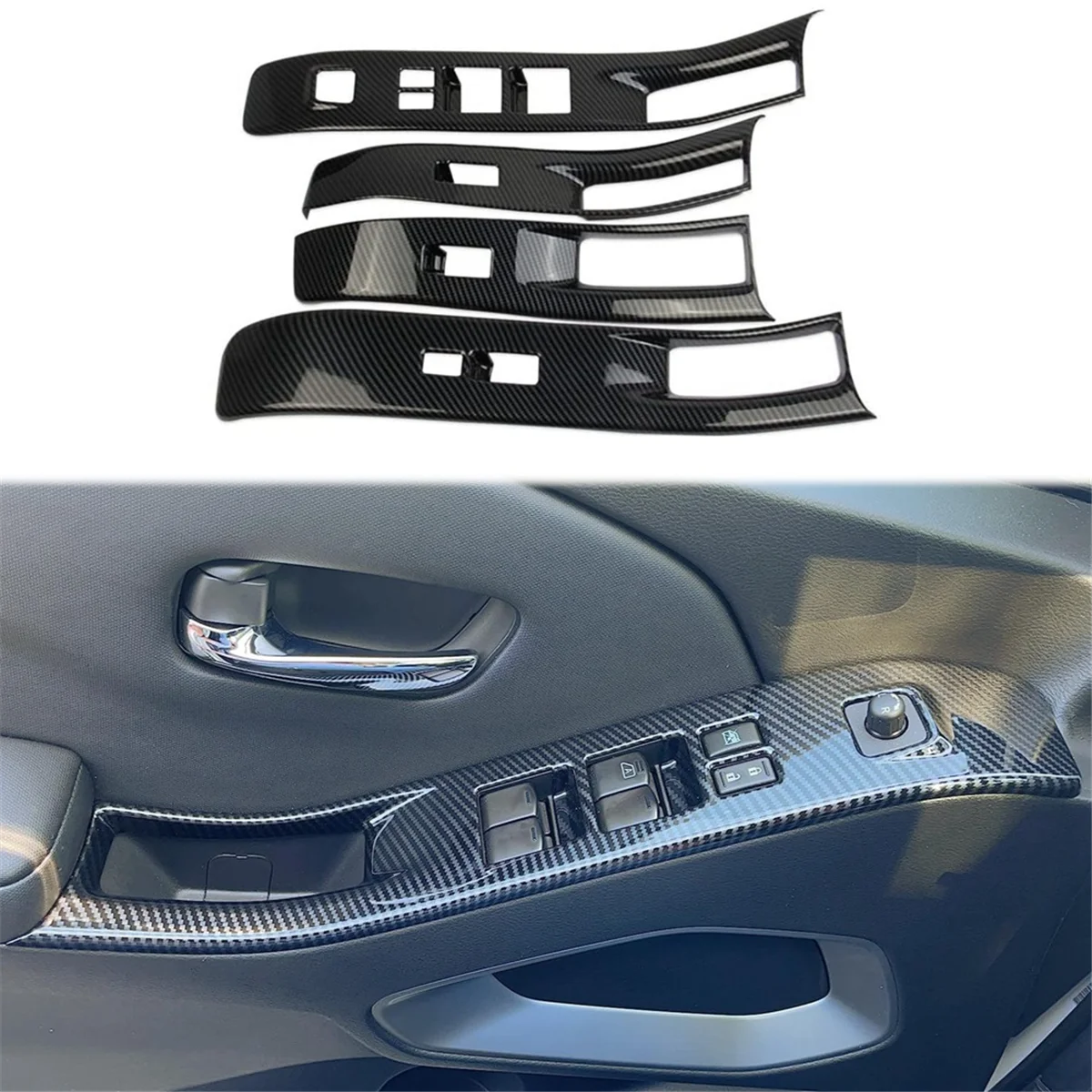 For Nissan Frontier 2022-2024 Car Window Lift Switch Panel Cover Trim Interior Accessories ,ABS Carbon Fiber